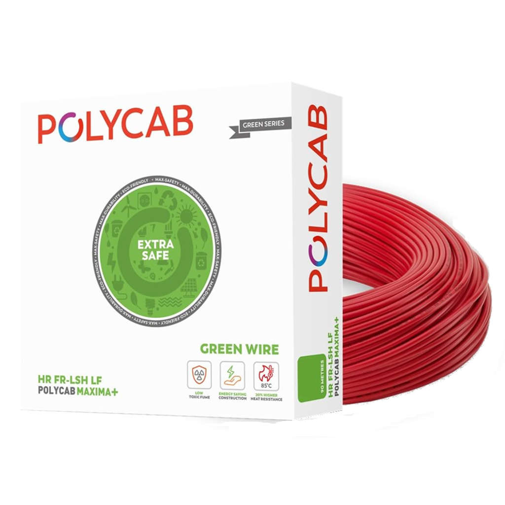 Polycab Maxima Plus HR FR-LSH LF Green Wire PVC Insulated Copper Cable 1.5 Sq.mm 90 Meters 