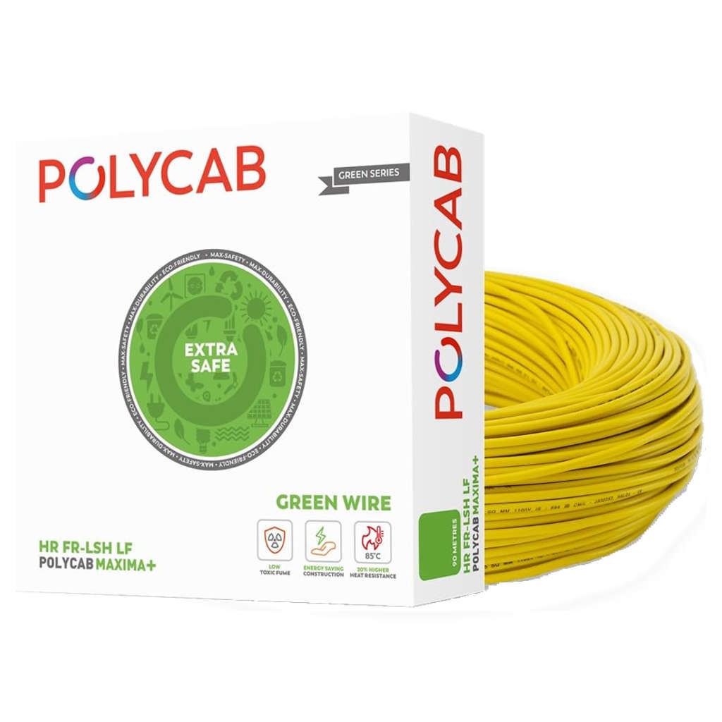 Polycab Maxima Plus HR FR-LSH LF Green Wire PVC Insulated Copper Cable 1.5 Sq.mm 90 Meters