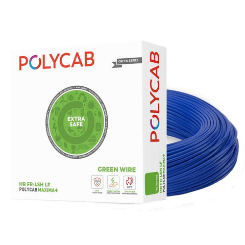 Polycab Maxima Plus HR FR-LSH LF Green Wire PVC Insulated Copper Cable 1.5 Sq.mm 90 Meters