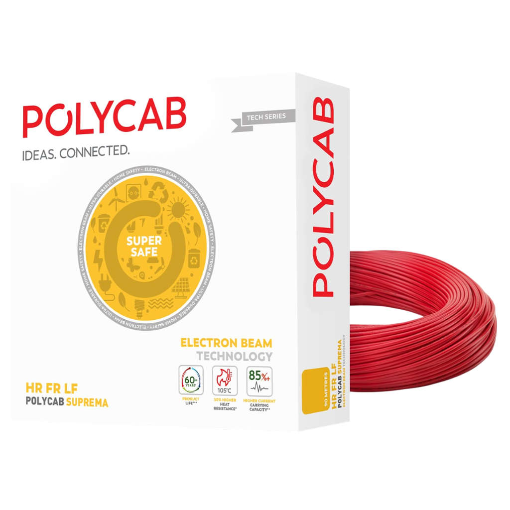 Polycab Suprema HR FR LF Electron Beam Technology House Wire 1 Sq.mm 90 Meters 