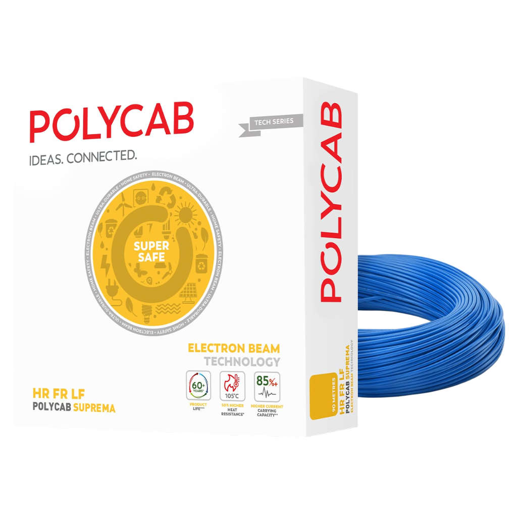 Polycab Suprema HR FR LF Electron Beam Technology House Wire 4 Sq.mm 90 Meters
