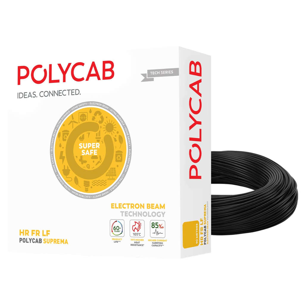 Polycab Suprema HR FR LF Electron Beam Technology House Wire 4 Sq.mm 90 Meters
