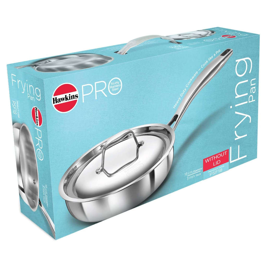 Hawkins Pro Tri-Ply Stainless Steel Frying Pan Without Lid PSF 18