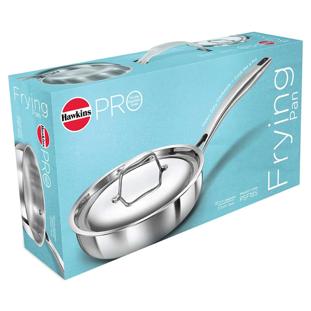 Hawkins Pro Tri-Ply Stainless Steel Frying Pan With Lid PSF 18S