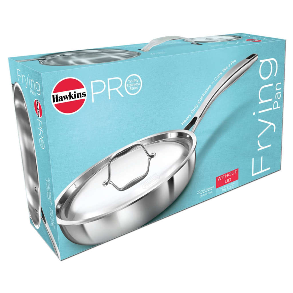 Hawkins Pro Tri-Ply Stainless Steel Frying Pan Without Lid PSF 22