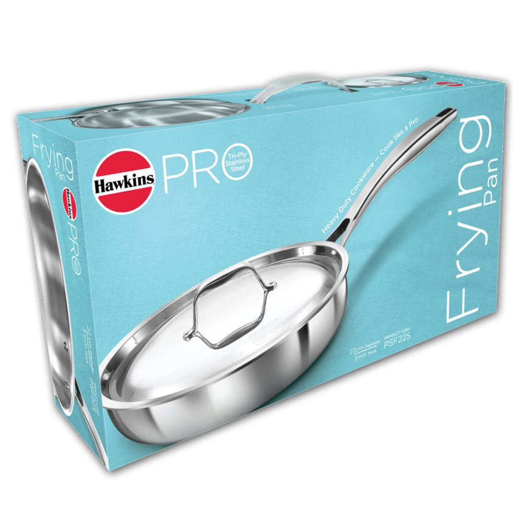Hawkins Pro Tri-Ply Stainless Steel Frying Pan With Lid PSF 22S