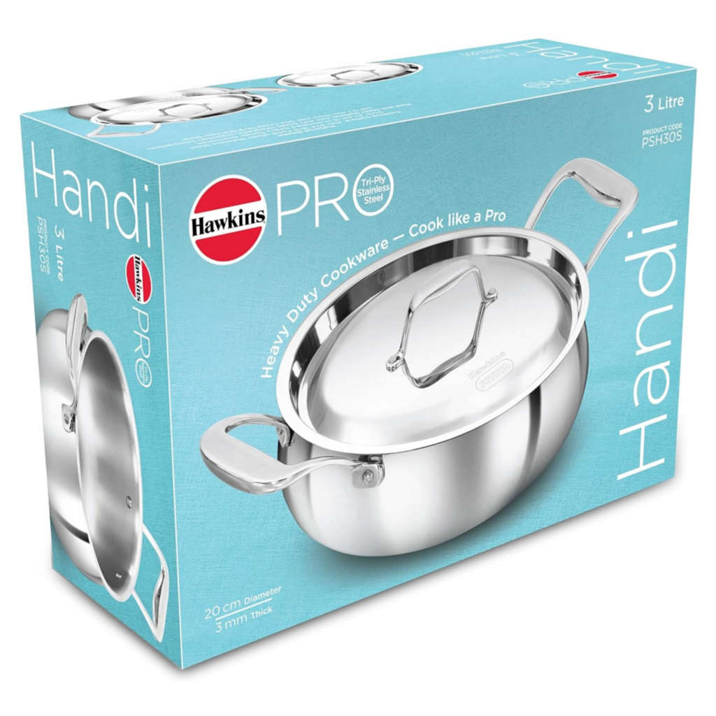 Hawkins Pro Tri-Ply Stainless Steel Handi With Lid PSH 30S
