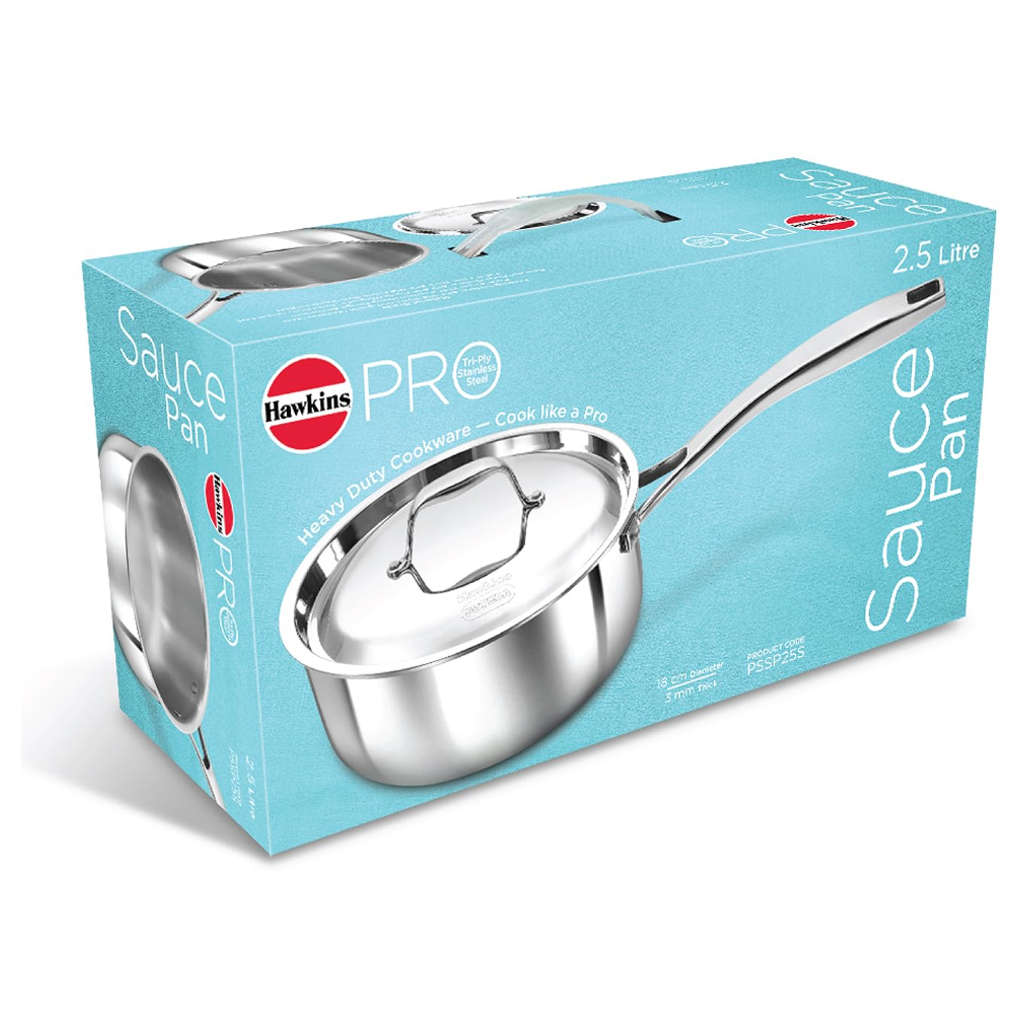 Hawkins Pro Tri-Ply Stainless Steel Sauce Pan With Lid PSSP 25S