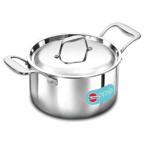 Hawkins Pro Tri-Ply Stainless Steel Milk Pan With Lid PSMP 30S 