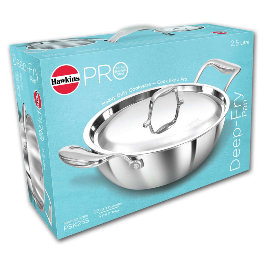 Hawkins Pro Tri-Ply Stainless Steel Deep Fry Pan With Lid PSK 25S