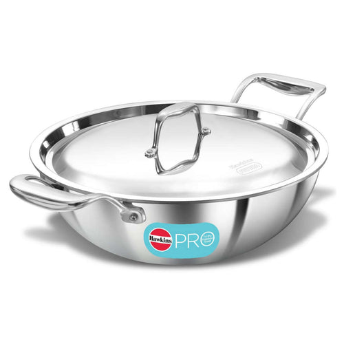 Hawkins Pro Tri-Ply Stainless Steel Deep Fry Pan With Lid PSK 35S 
