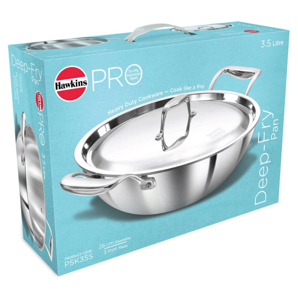 Hawkins Pro Tri-Ply Stainless Steel Deep Fry Pan With Lid PSK 35S