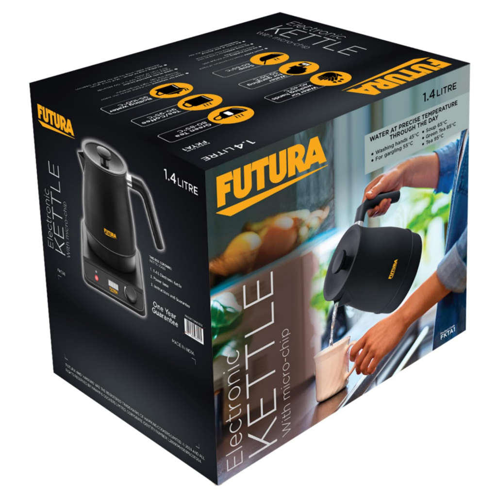 Hawkins Futura Electronic Smart Kettle With Micro-Chip 1.4 Litre Black FKTA 1