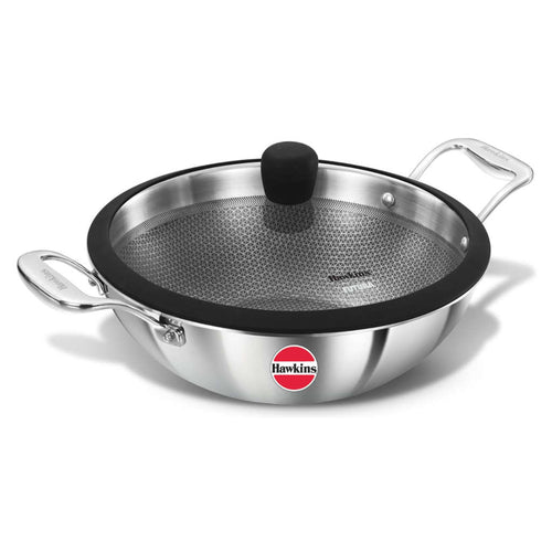 Hawkins Pro Tri-Ply Stainless Steel Shielded Nonstick Deep Fry Pan With Lid PSNK35G 