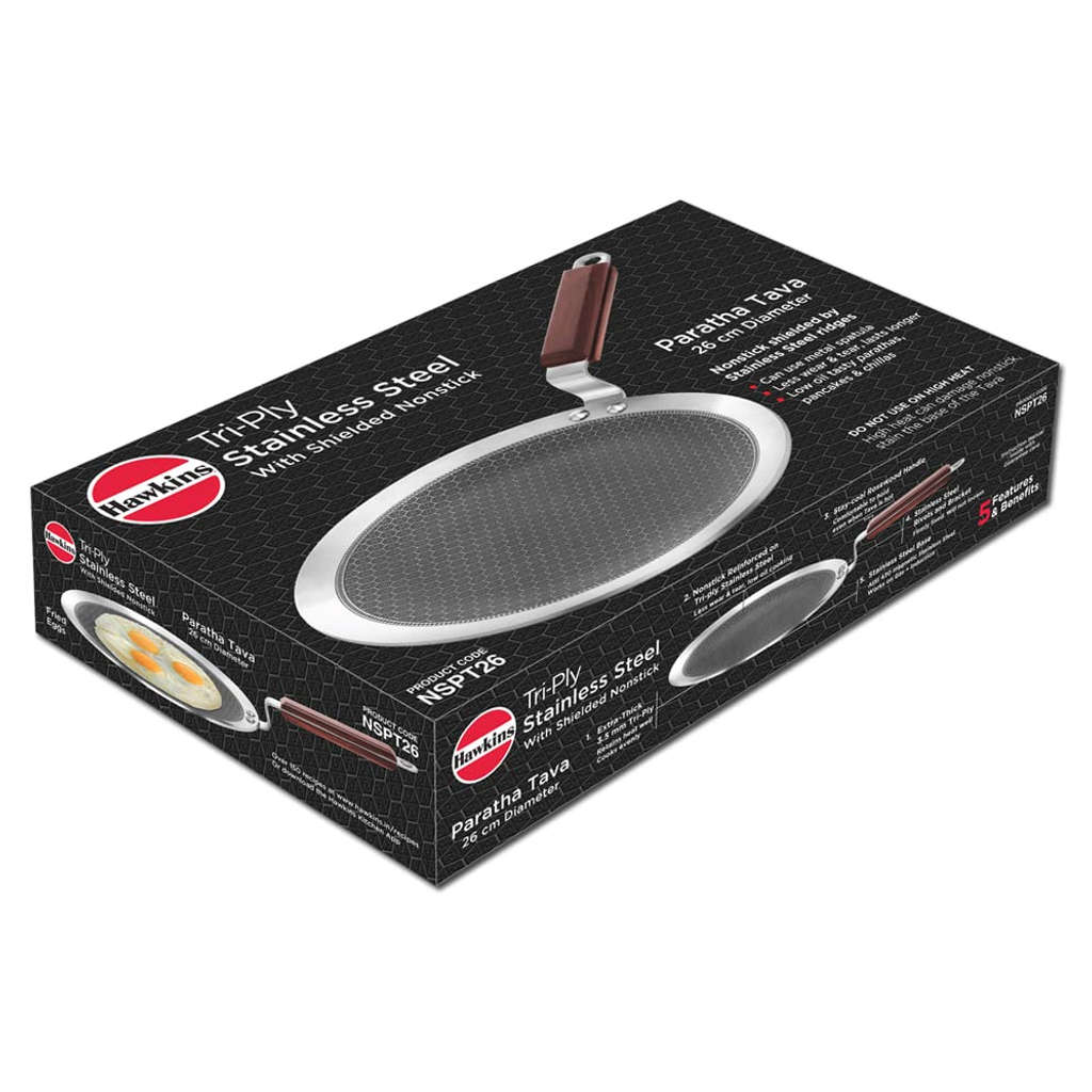 Hawkins Tri-Ply Stainless Steel Shielded Nonstick Paratha Tawa NSPT 26