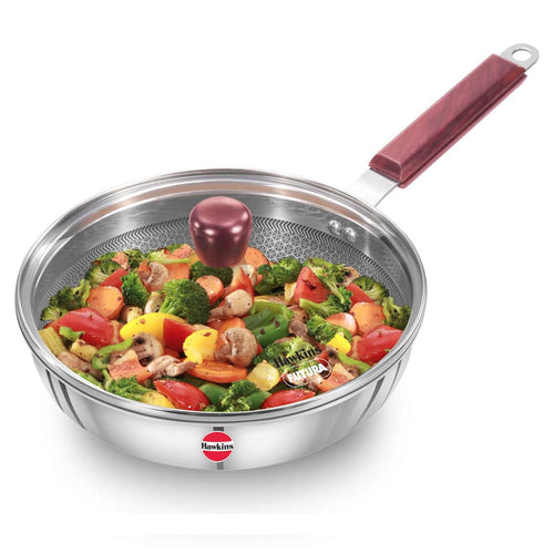 Hawkins Tri-Ply Stainless Steel Shielded Nonstick Fry Pan With Lid NSF 22G 