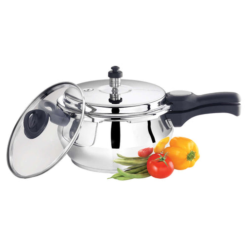 Premier Stainless Steel Induction Bottom Handi Pressure Cooker With Glass Lid 3 Litres 00591 
