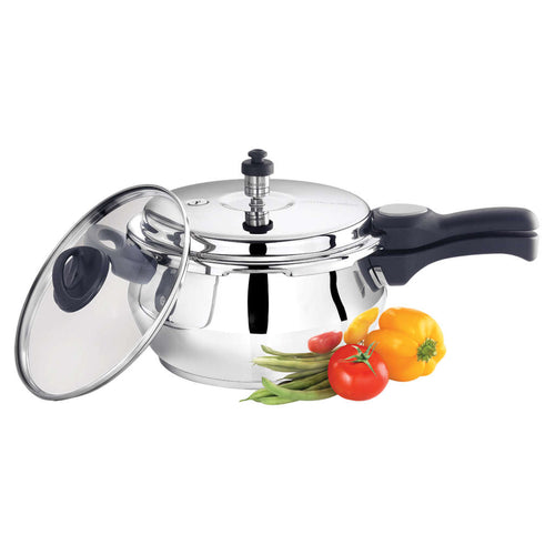 Premier Stainless Steel Induction Bottom Handi Pressure Cooker With Glass Lid 5 Litres 00592 