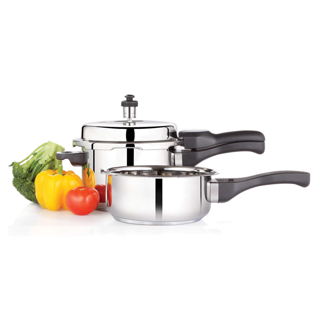 Premier Comfort Stainless Steel Induction Bottom 3 Litres Pressure Cooker & Pan Combo 00559