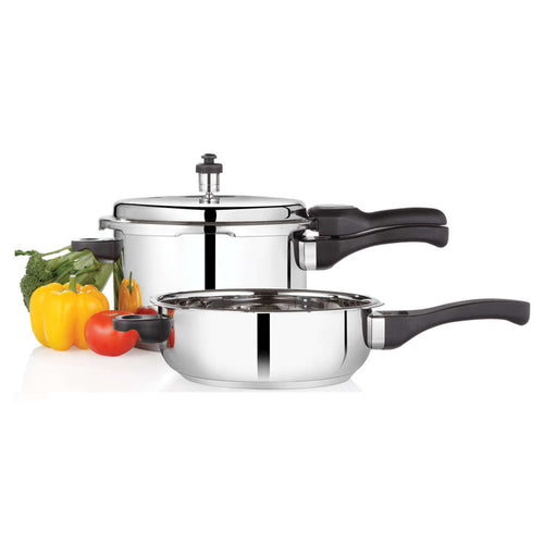 Premier Comfort Stainless Steel Induction Bottom 5 Litres Pressure Cooker & Pan Combo 00560 