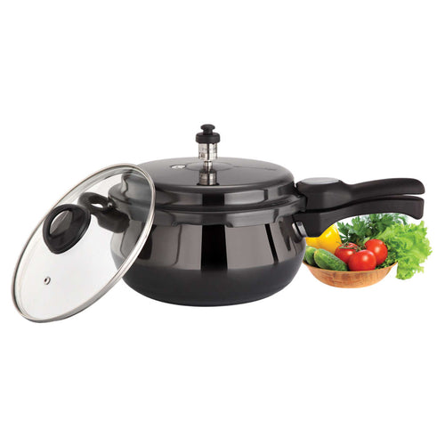 Premier Cucina Trendy Black Induction Bottom Handi Pressure Cooker With Glass Lid 5.5 Litres 103123 