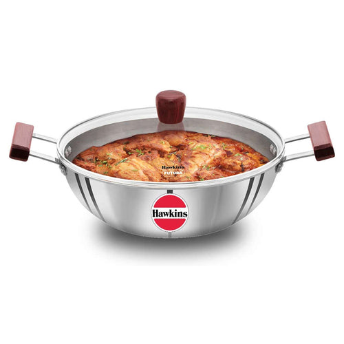Hawkins Tri-Ply Stainless Steel Deep Kadai With Lid 5 Litre SSK 50G 