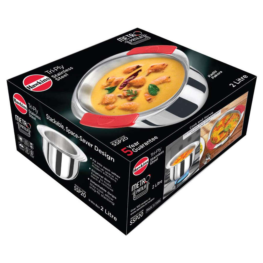 Hawkins Metro Tri-Ply Stainless Steel Patila Without Lid 2 Litre SSP 20