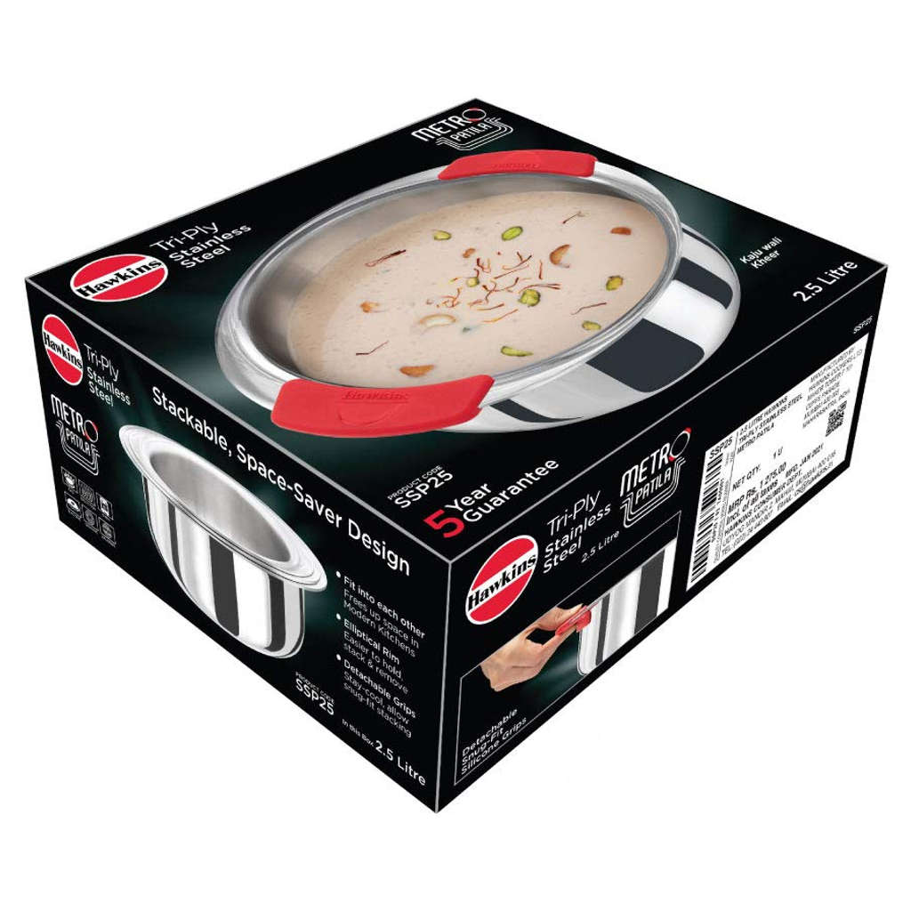 Hawkins Metro Tri-Ply Stainless Steel Patila Without Lid 2.5 Litre SSP 25