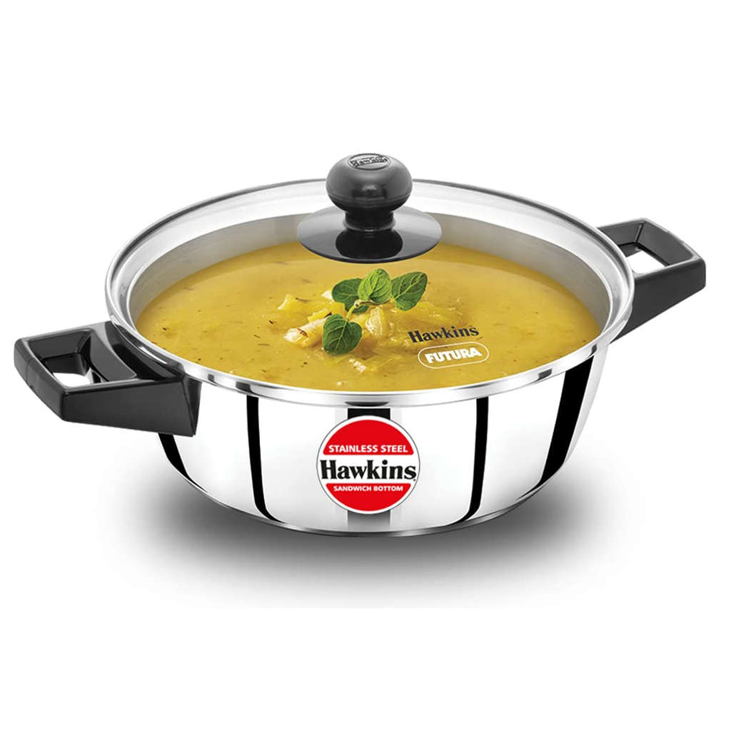 Hawkins Stainless Steel Cook N Serve Casserole With Glass Lid 2 Litre SSCB 20G 