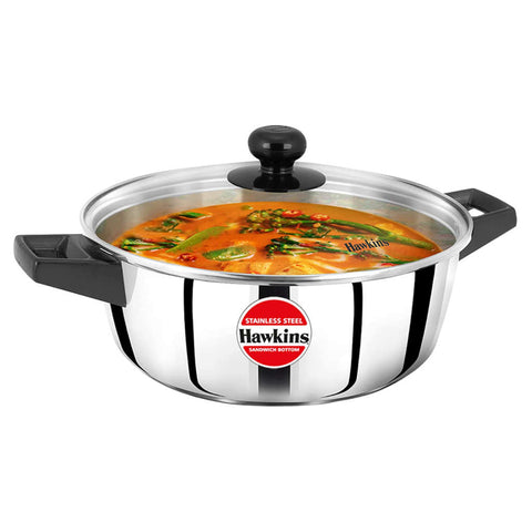Hawkins Stainless Steel Cook N Serve Casserole With Glass Lid 3 Litre SSCB 30G 
