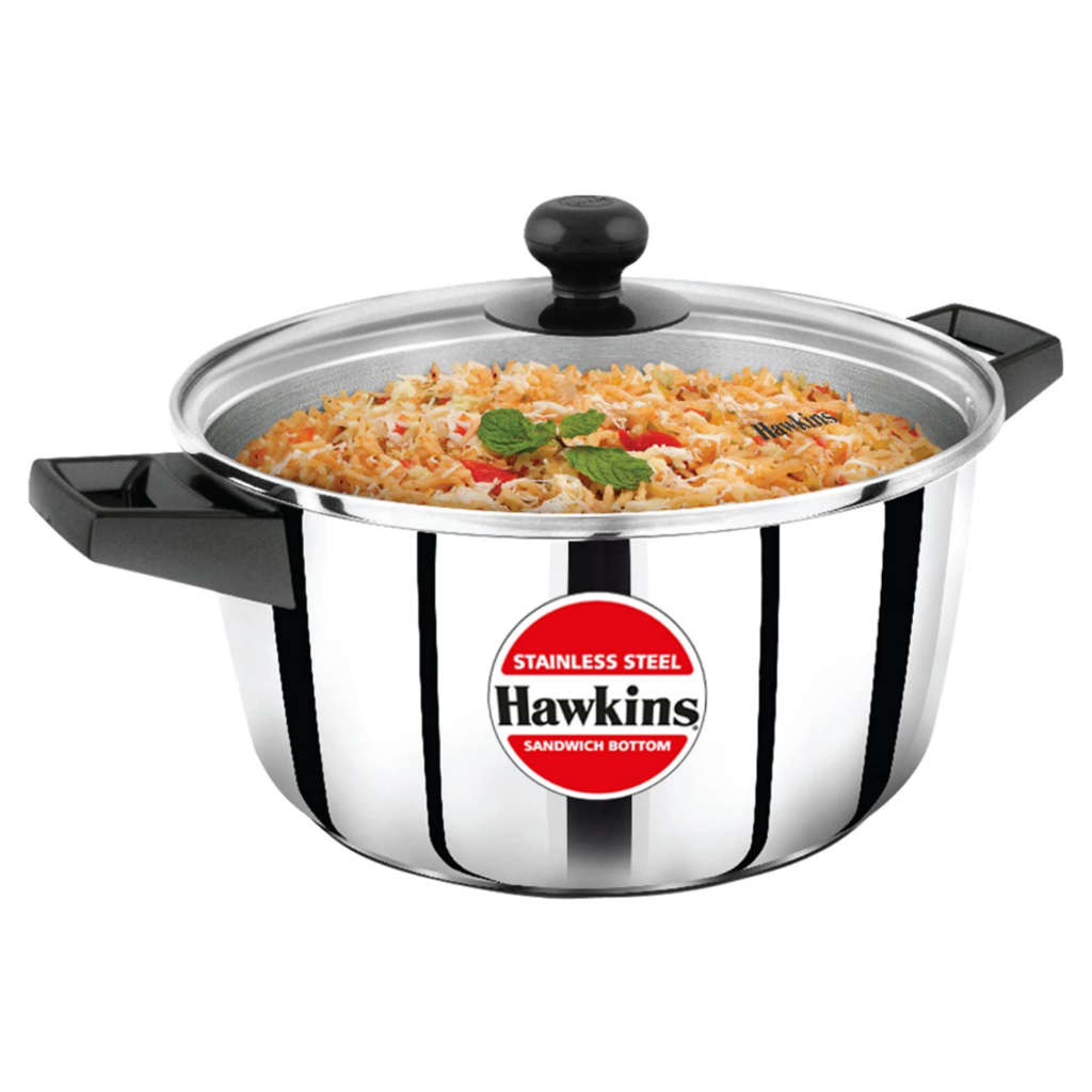 Hawkins Stainless Steel Cook N Serve Casserole With Glass Lid 4 Litre SSCB 40G 