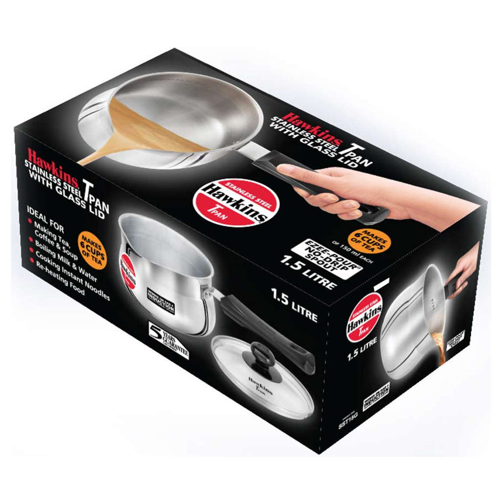 Hawkins Stainless Steel Tea Pan With Lid 1.5 Litre SST 15G