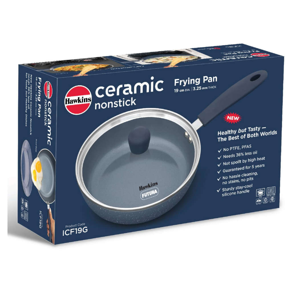 Hawkins Ceramic Nonstick Frying Pan With Lid 19 cm ICF 19G