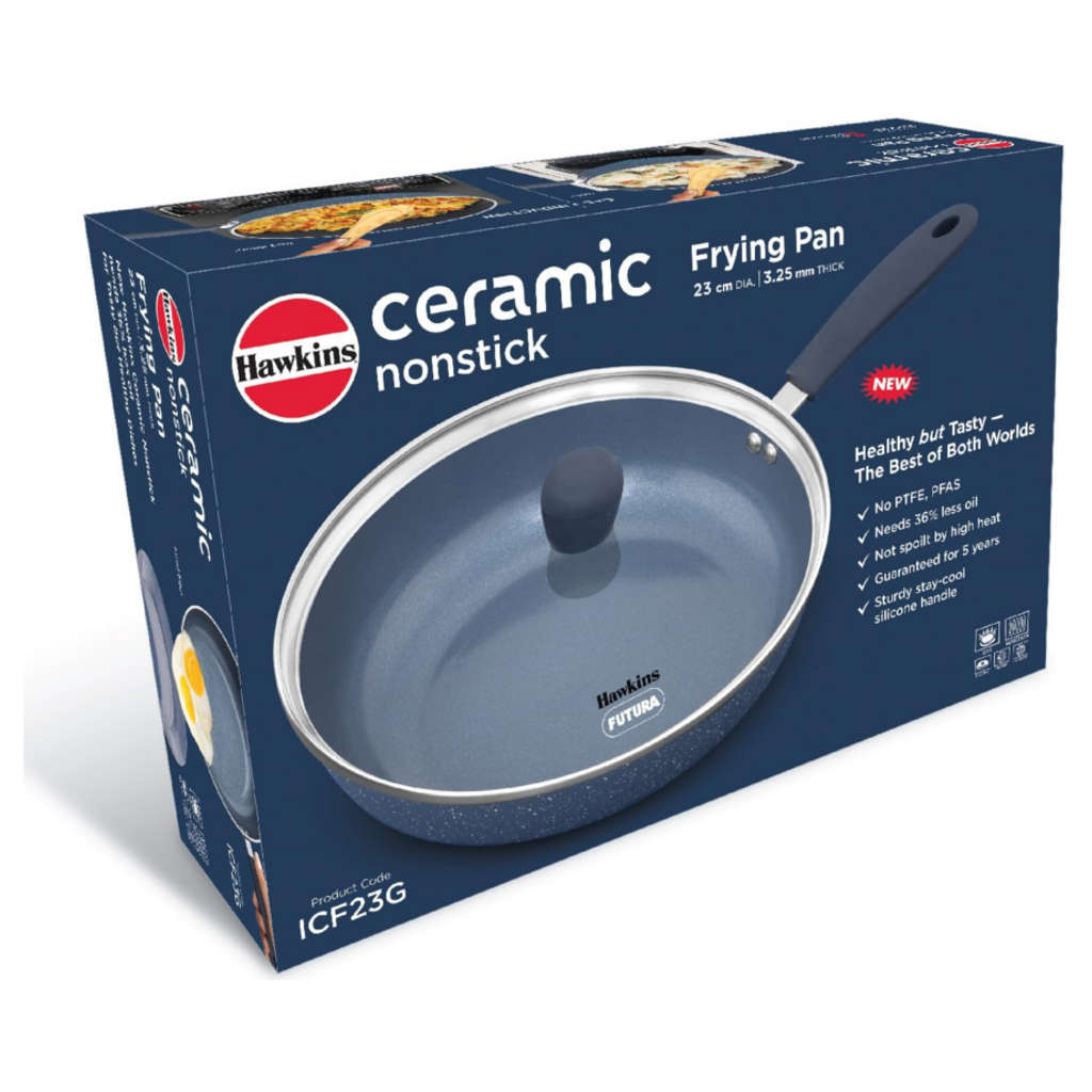 Hawkins Ceramic Nonstick Frying Pan With Lid 23 cm ICF 23G