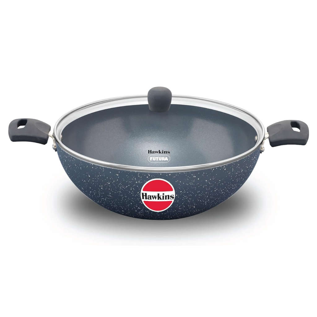 Hawkins Ceramic Nonstick Deep Kadai With Lid 5 Litre ICK 50G 