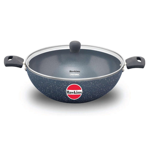 Hawkins Ceramic Nonstick Deep Kadai With Lid 5 Litre ICK 50G 
