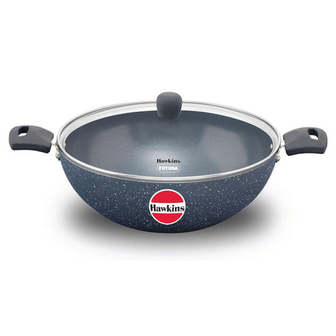 Hawkins Ceramic Nonstick Deep Kadai With Lid 5 Litre ICK 50G 