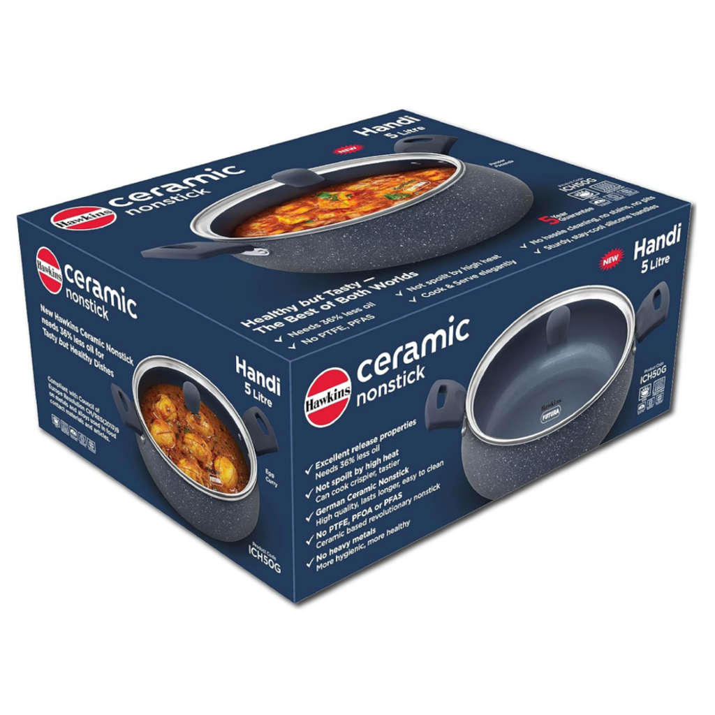 Hawkins Ceramic Nonstick Handi With Lid 5 Litre ICH 50G