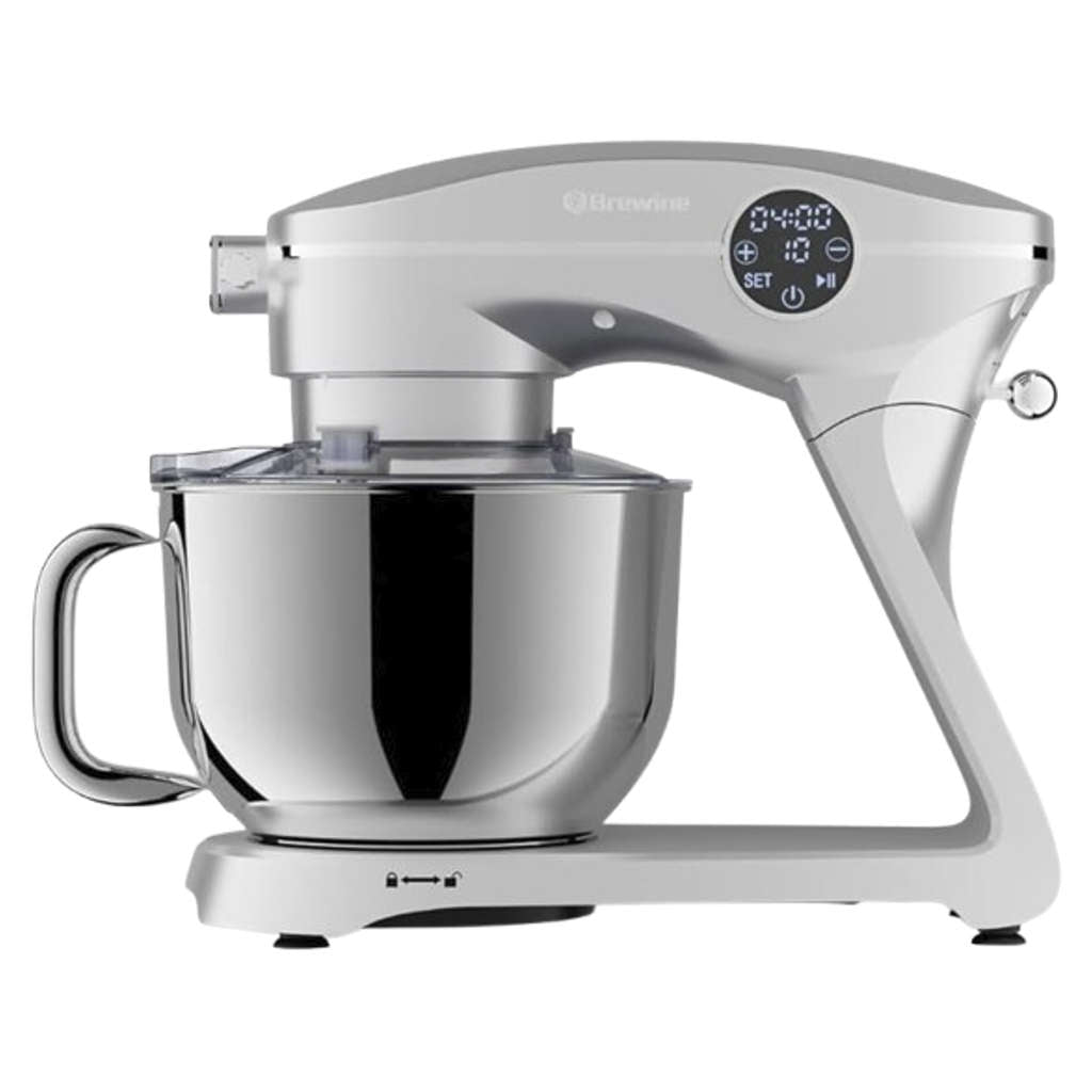 Brewine Stand Mixer With Stainless Steel Bowl 6 Litre Silver 
