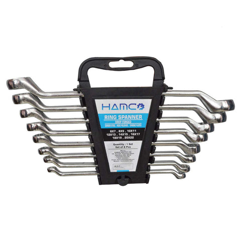 Hamco Shallow Offset Ring Spanner Set 8 Pcs 