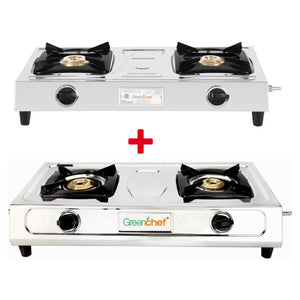 Greenchef Super Slim Stainless Steel Gas Stove 2 Burner + Turbo Stainless Steel Gas Stove 2 Burner 