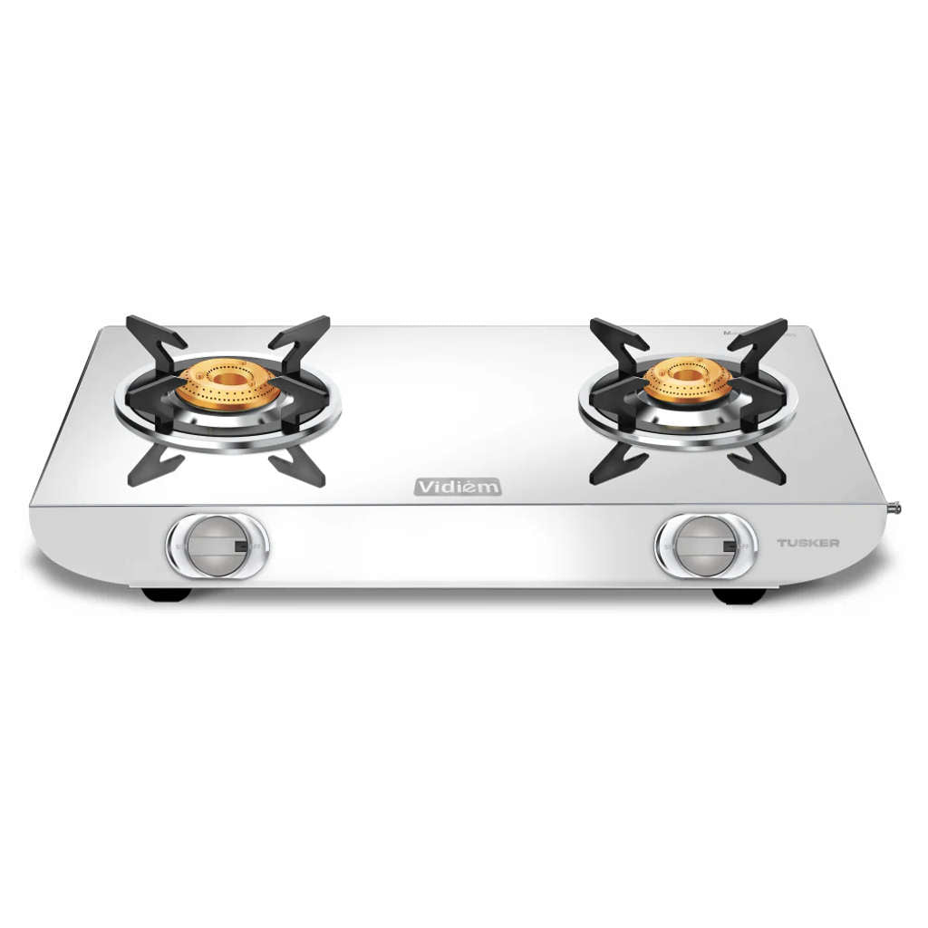 Vidiem Tusker Stainless Steel Gas Stove 2 Burner And Get Free Casta 30 Cm Cast Iron Tawa