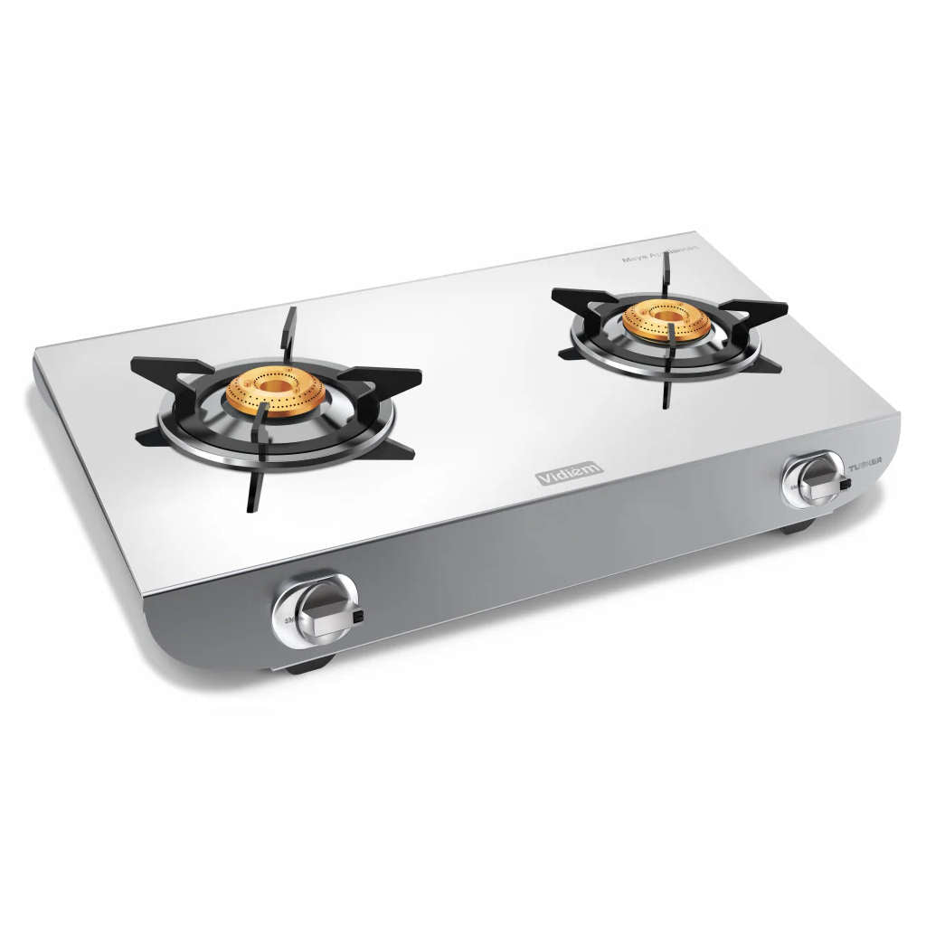 Vidiem Tusker Stainless Steel Gas Stove 2 Burner And Get Free Casta 30 Cm Cast Iron Tawa
