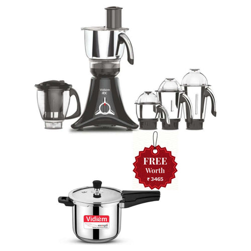 Vidiem ADC Mixer Grinder 5 Jars 750 W And Get Free Energie Stainless Steel Pressure Cooker 3 Litre 