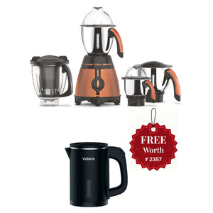 Vidiem Metallica Bronze Mixer Grinder 1000 W And Get Free Smart Electric Kettle 0.8 Litre 