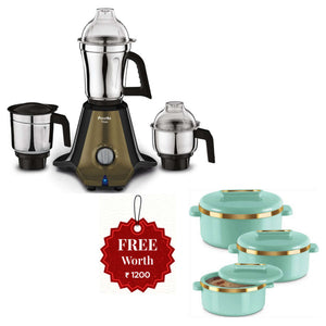 Preethi Titan Mixer Grinder 3 Jar 1000W MG-283 And Get Free Milton Curve 3 Pcs Casserole Set 