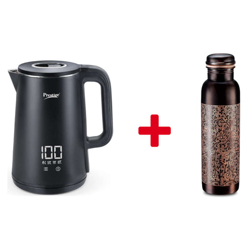 Prestige Digi Kettle 2 Litre + Rustic Copper Water Bottle 950 ml 