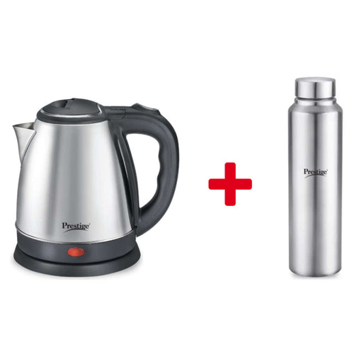 Prestige Electric Kettle PKOSS 1.5 Litre + Splash Stainless Steel Single Wall Bottle 1 Litre 