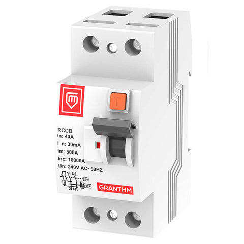 Granthm Connect Series Double Pole RCCB 40 Amps 30mA GMC 6012 