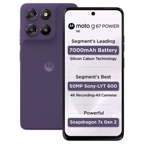Motorola g67 Power Smartphone 8GB RAM 128GB Storage Pantone Parachute Purple 